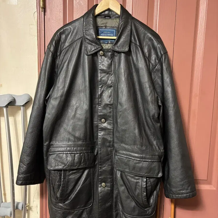 Vintage Pierre bonee leather safari coat