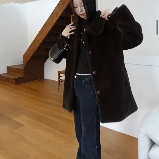 모크 mok grandma brown fur coat 퍼코트