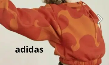 [새상품] 아디다스오렌지 계열 웨이브 패턴 하이넥 후드티 S사이즈