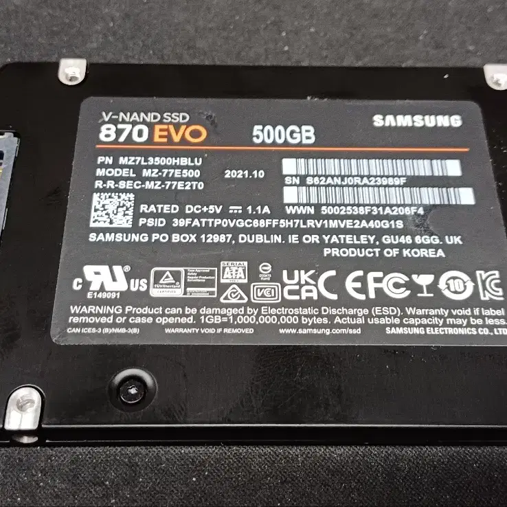 중고 삼성 ssd500g 870 evo