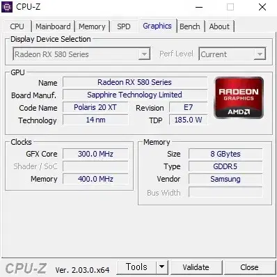 사파이어 rx580 8g (고장 ?)