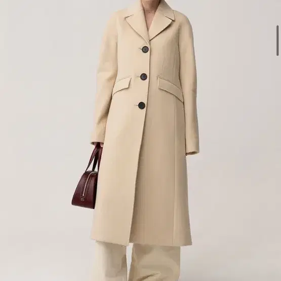 킨더살몬 Fine Wool Shaped Coat Cream