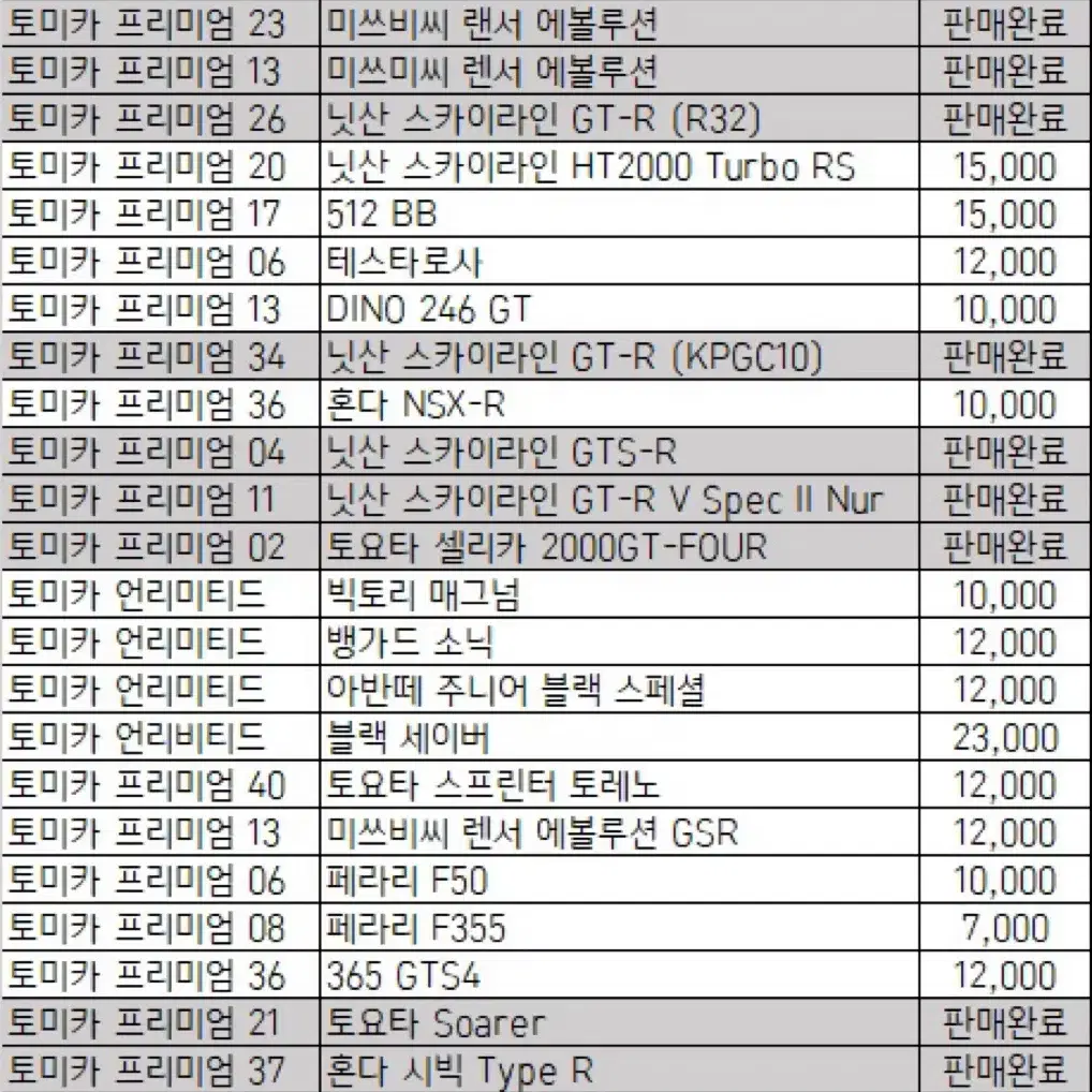 토미카 프리미엄, 토미카 초회 등등 개봉품 핫휠 토미카