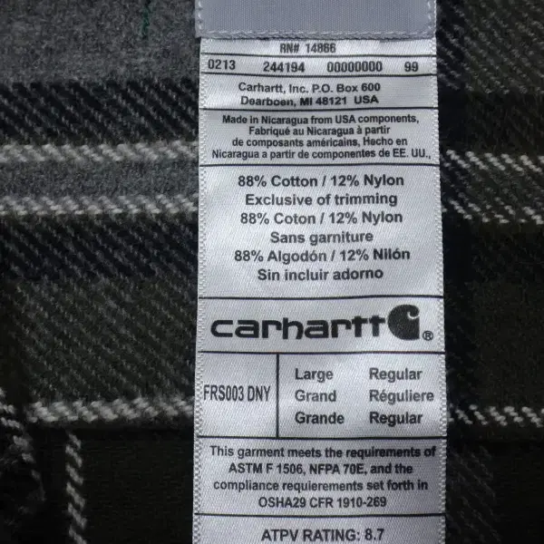 (100) 칼하트 carhartt 오버핏 동절기 플란넬 셔츠