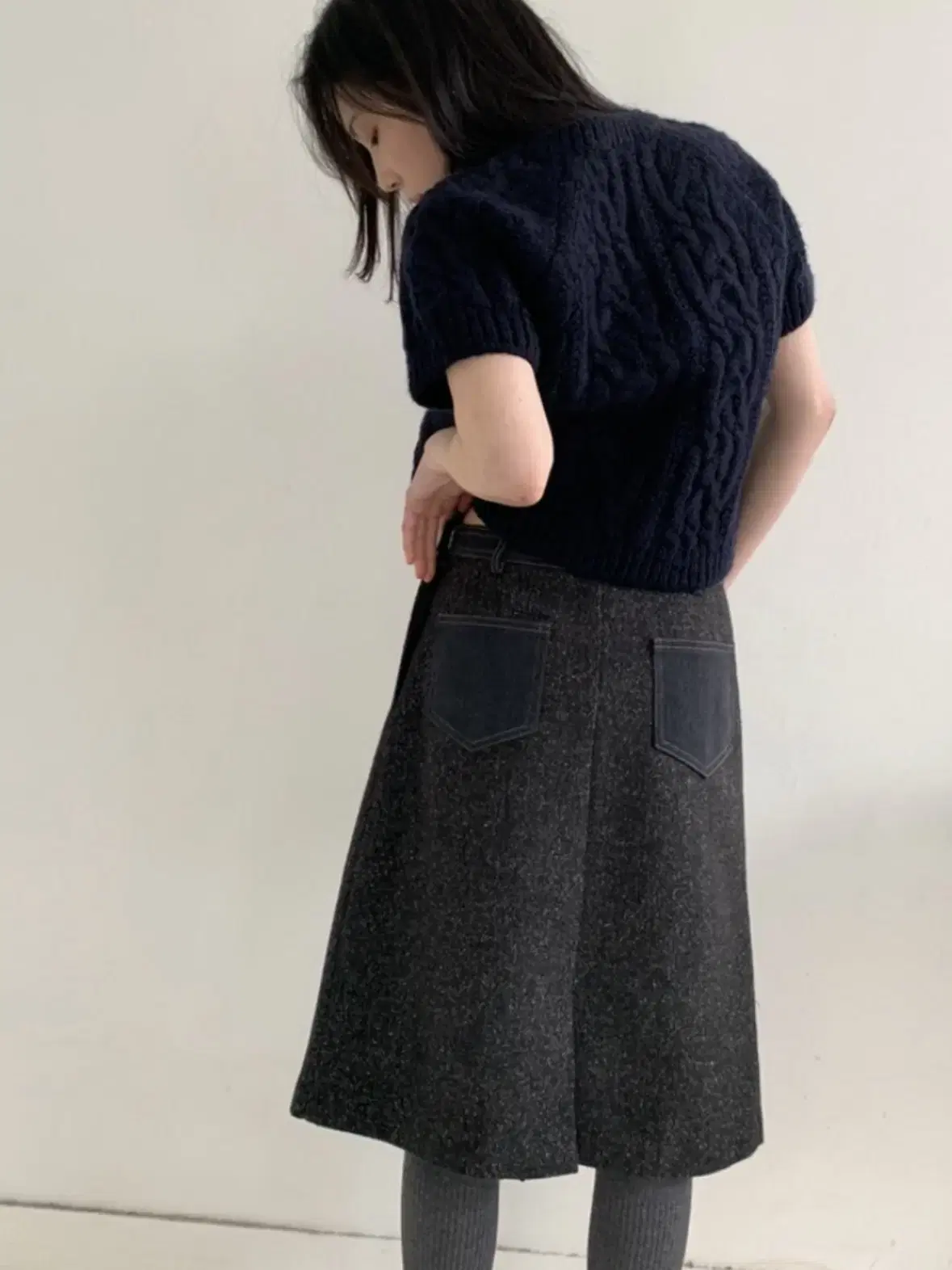 [새상품] 모크 m.o.k wool grain skirt M