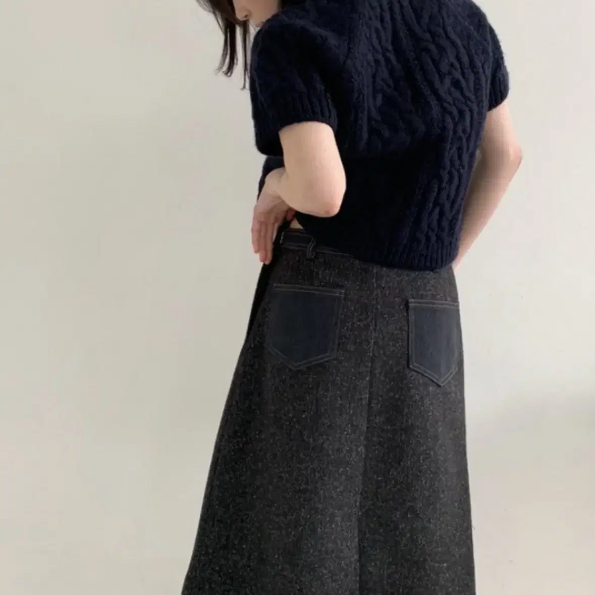 [새상품] 모크 m.o.k wool grain skirt M