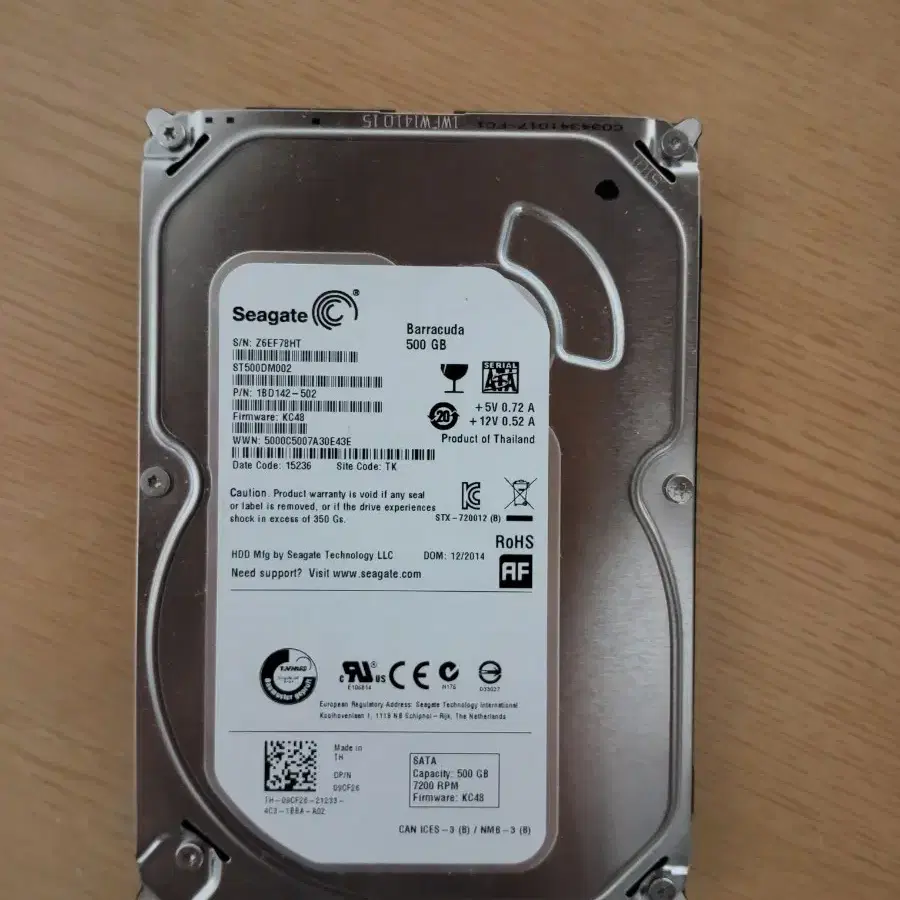 씨게이트 500G  3.5 1개,HGST 500G 2.5 1개/ 2개