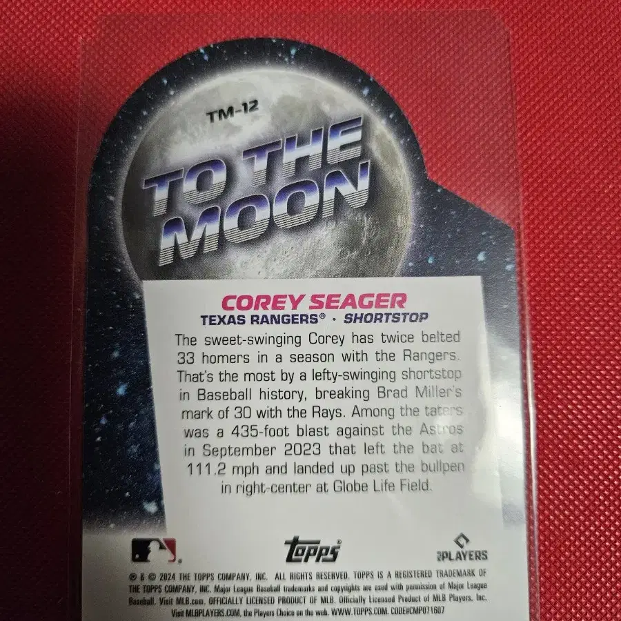 코리 시거 2024 Topps To The Moon 인서트 카드