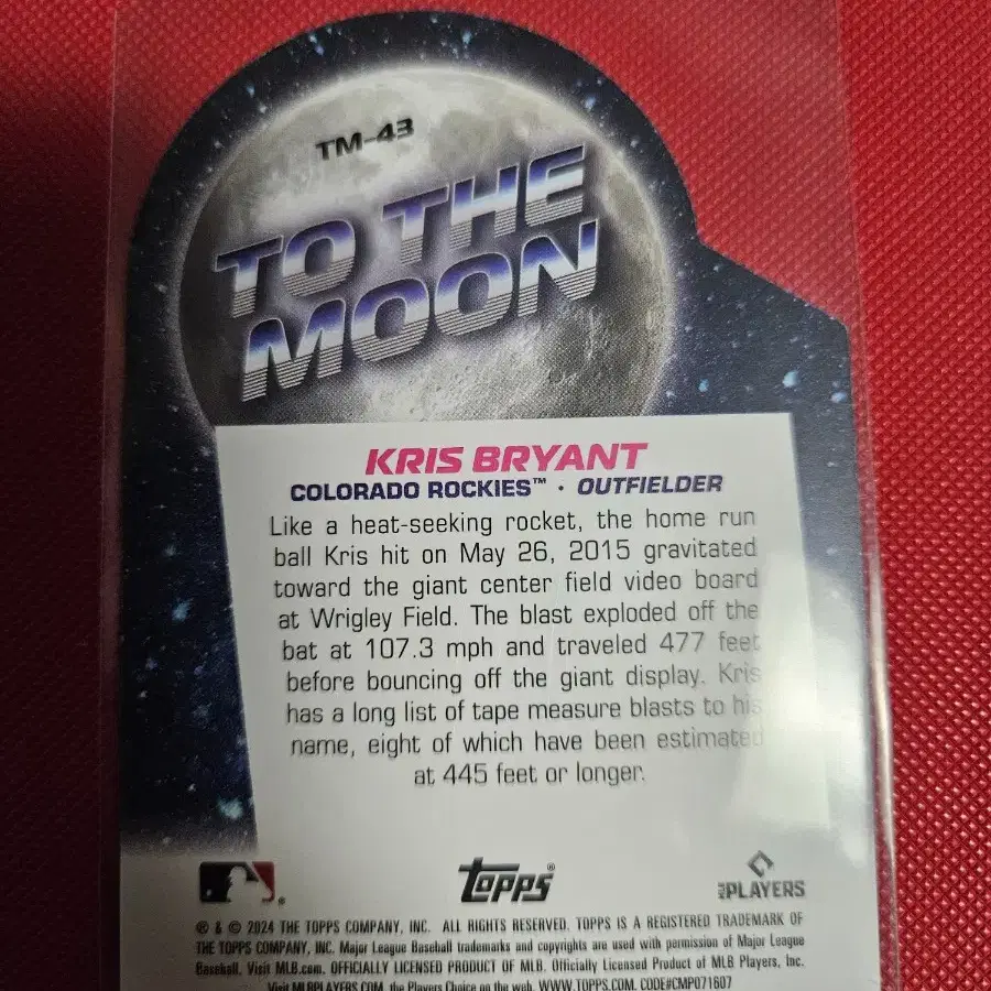 크리스 브라이언트 2024 Topps To The Moon 인서트 카드