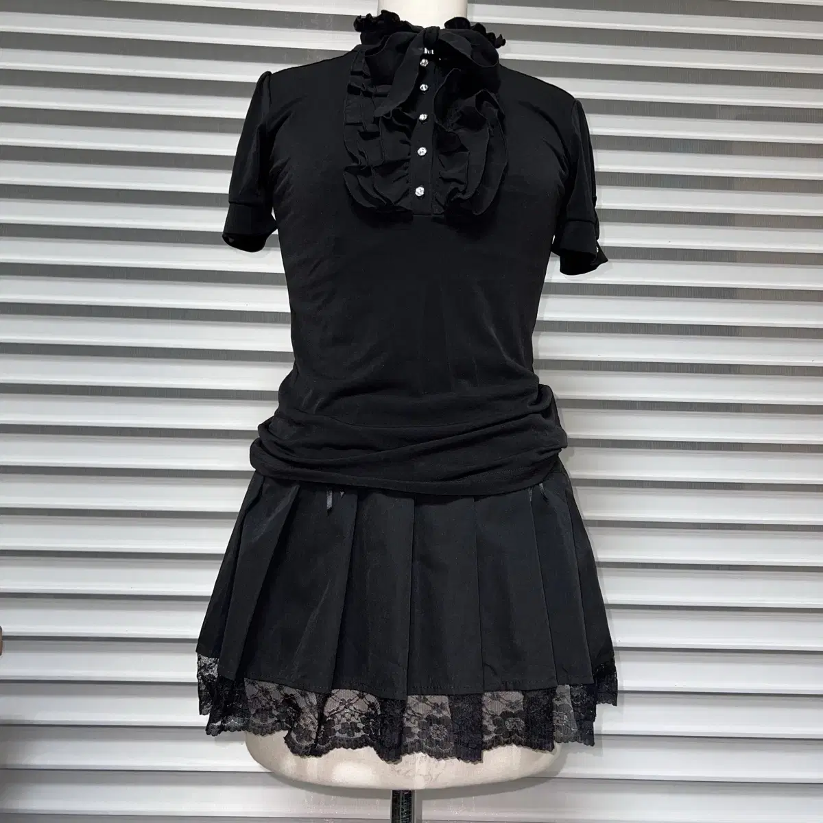 Black Lace Corset Gothic Skirt 고스 고딕 공겜