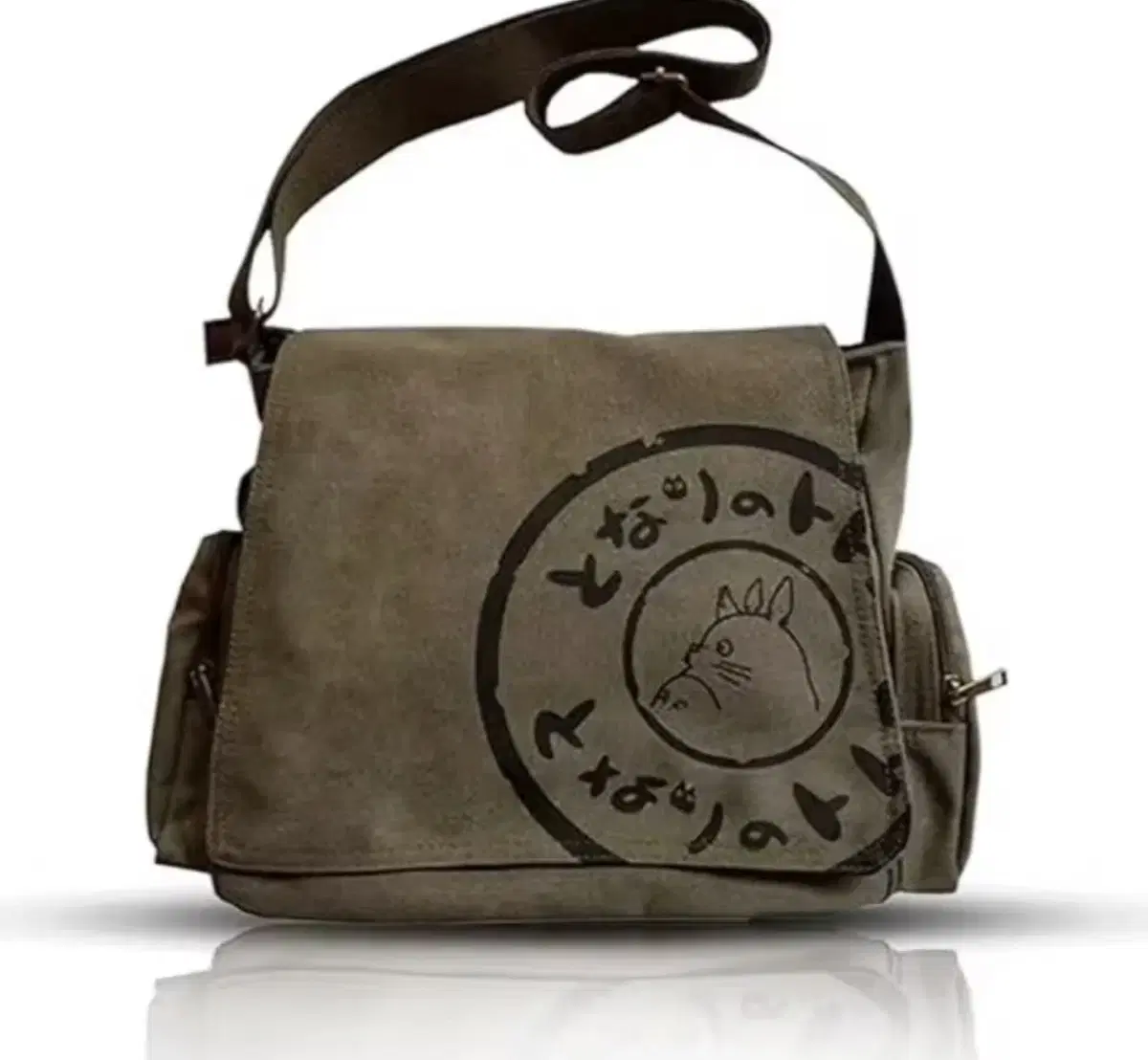 Unofficial ) Ghibli My Neighbor Totoro Canvas Crossbody Bag Khaki Shoulder Bag