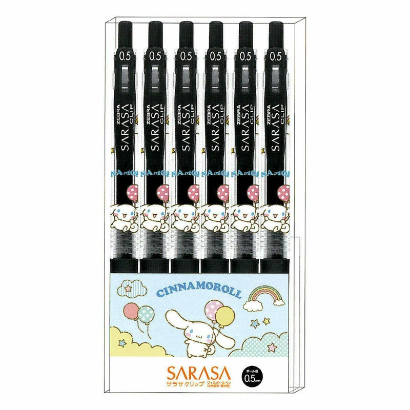 산리오  SARASA 클립펜 6개 세트 0.5mm 볼펜 2025년버전