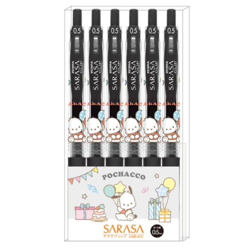 산리오  SARASA 클립펜 6개 세트 0.5mm 볼펜 2025년버전