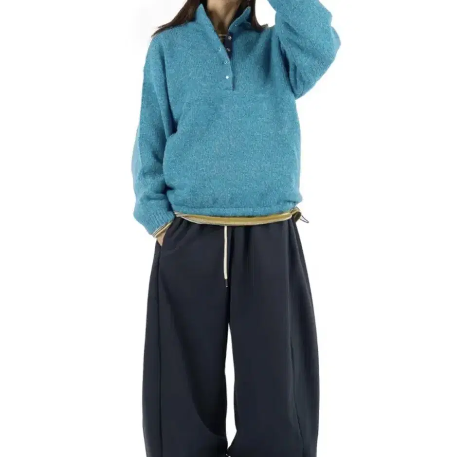 릿킴 WIDE BALLOON SWEAT PANTS 네이비 기모x