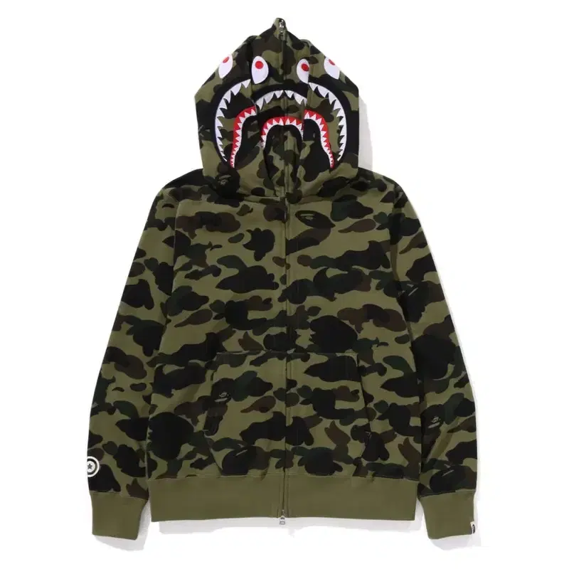 [L] 베이프 1st camo 더블 샤크 후드집업 녹계