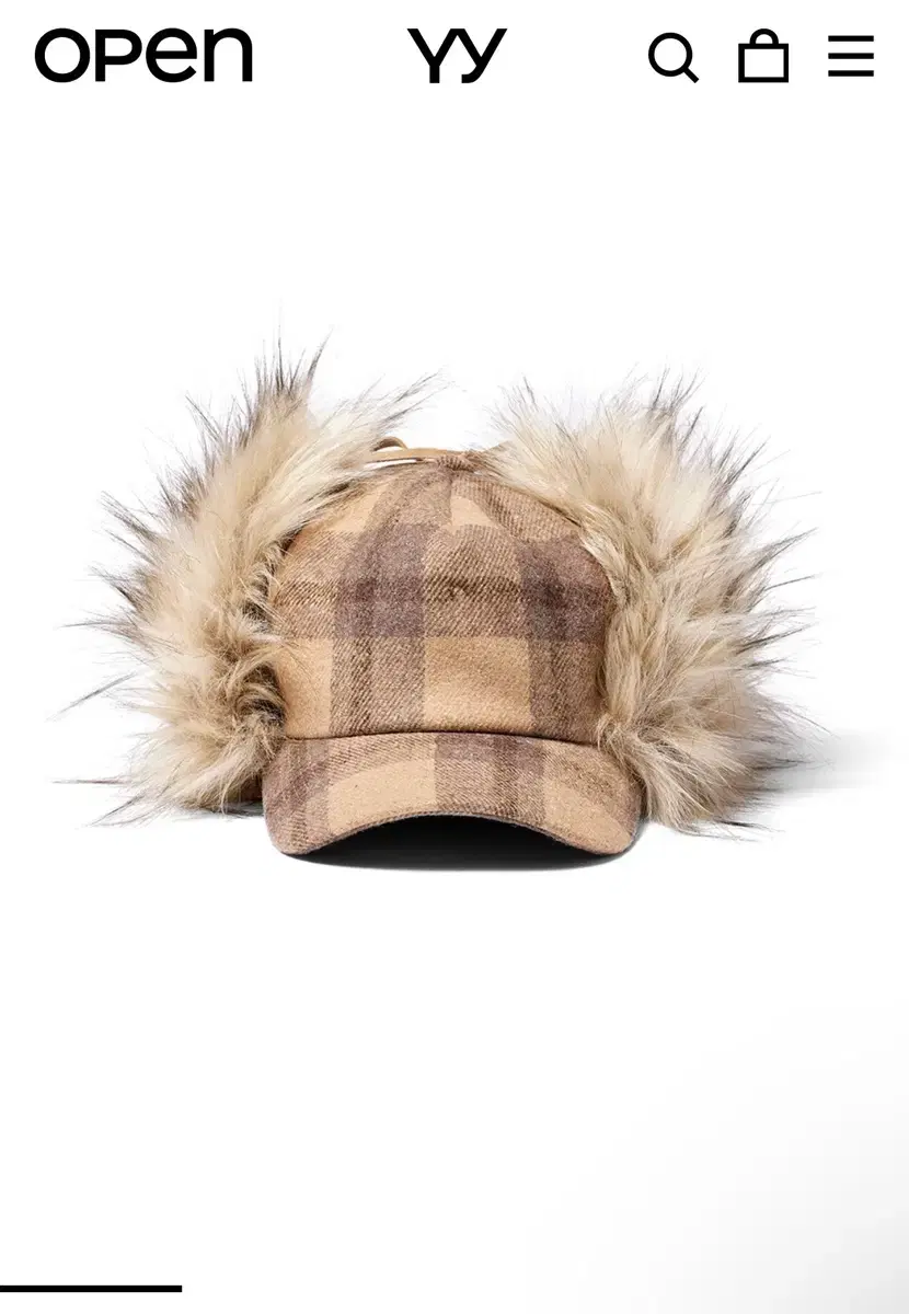 Open yy) TARTAN FAUX FUR EARFLAP CAP