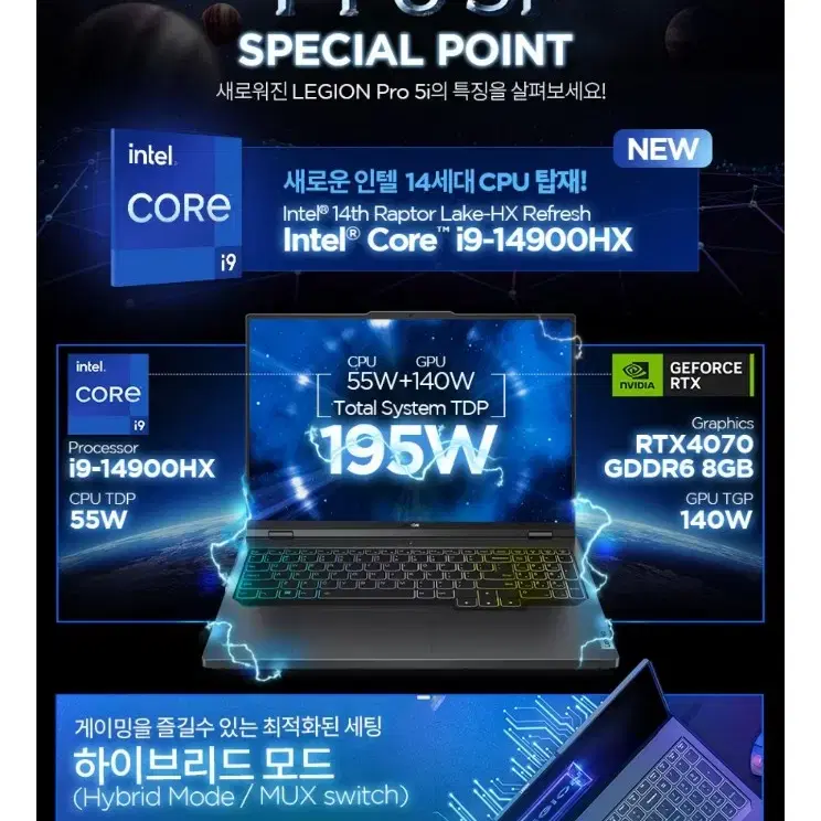 레노버 리전 프로 5i 16IRX9 i9 4070 Plus