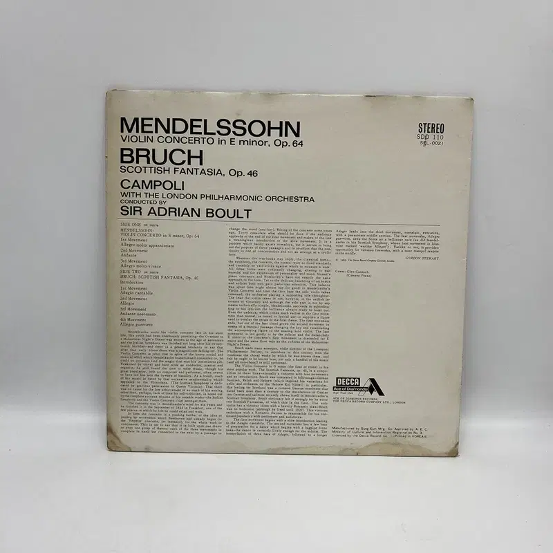 MENDELSSOHN BRUCH  LP / AA7173