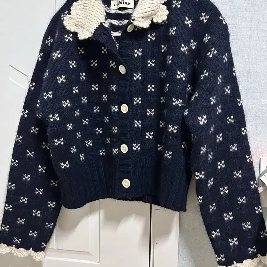 마블링 가디건 Snowflake Lace Collar Cardigan