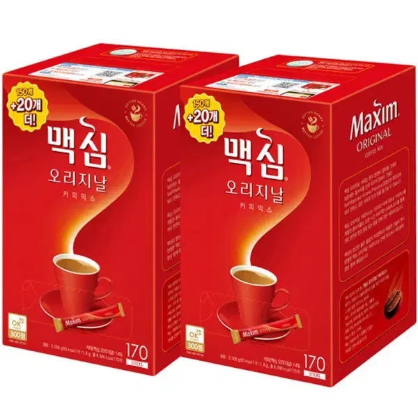 무료배송-맥심 오리지날 커피믹스 340T(170T +170T)