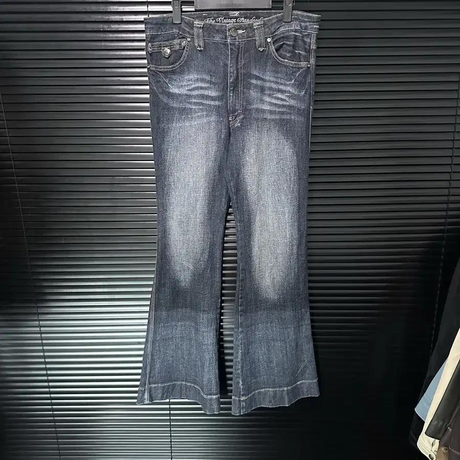 Original Jeans 핑크 하트 큐빅 y2k 부츠컷 나팔 바지 워싱