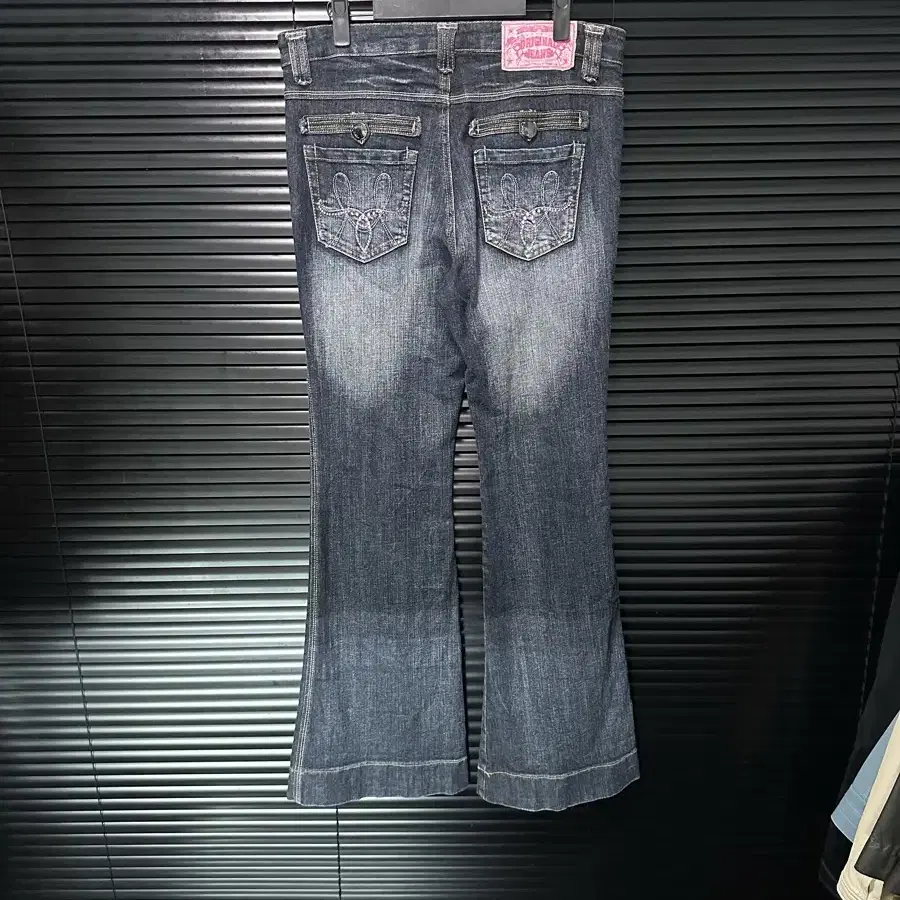 Original Jeans 핑크 하트 큐빅 y2k 부츠컷 나팔 바지 워싱