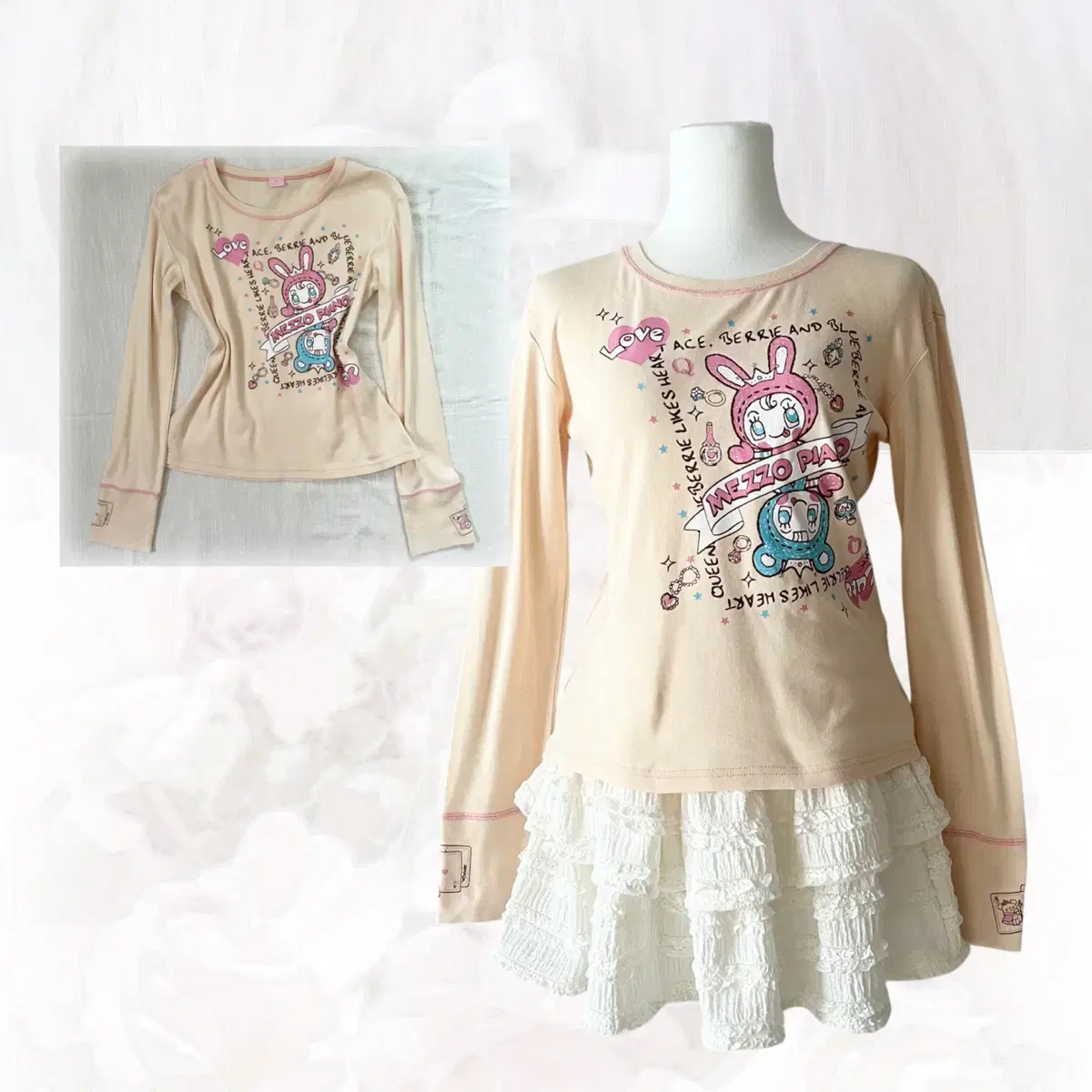 Mezzo piano cute printing ivory top