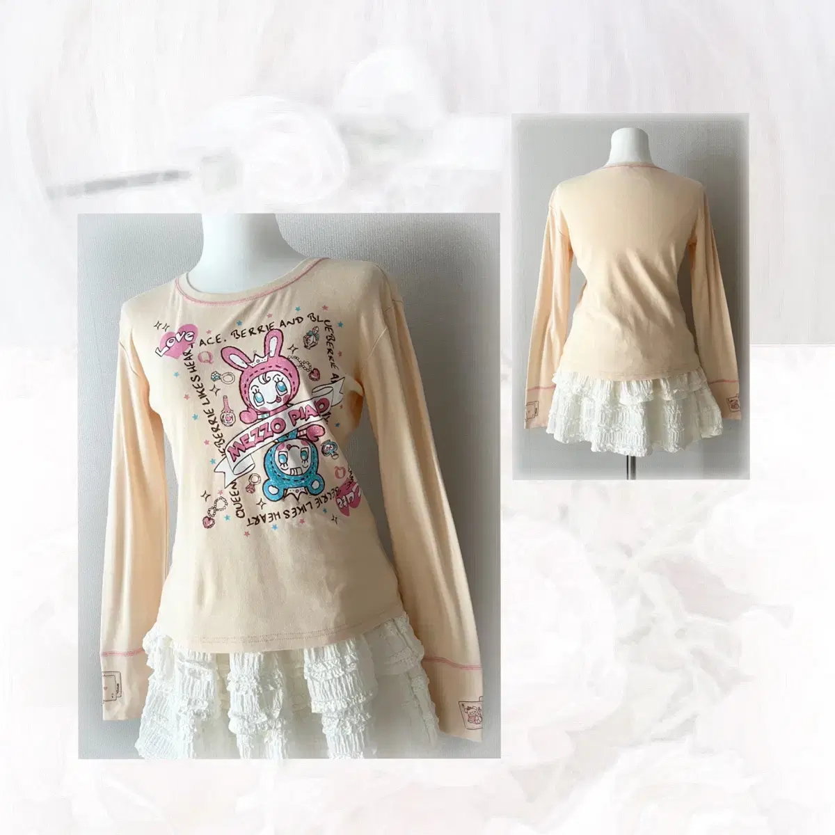 Mezzo piano cute printing ivory top