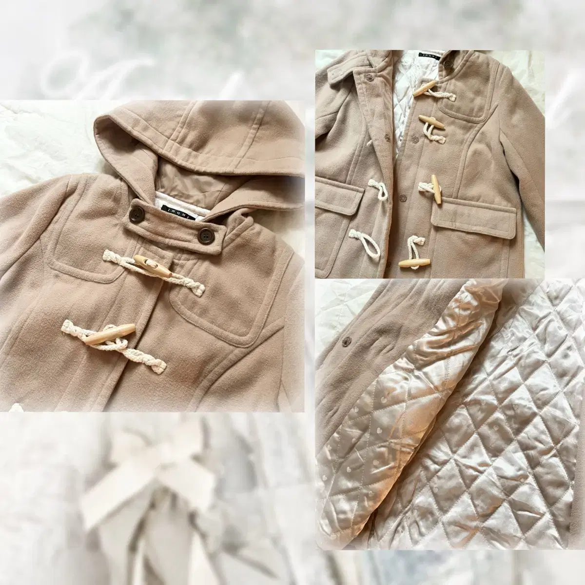 Ingni beige hood duffle coat