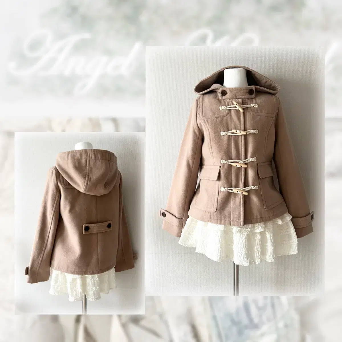 Ingni beige hood duffle coat