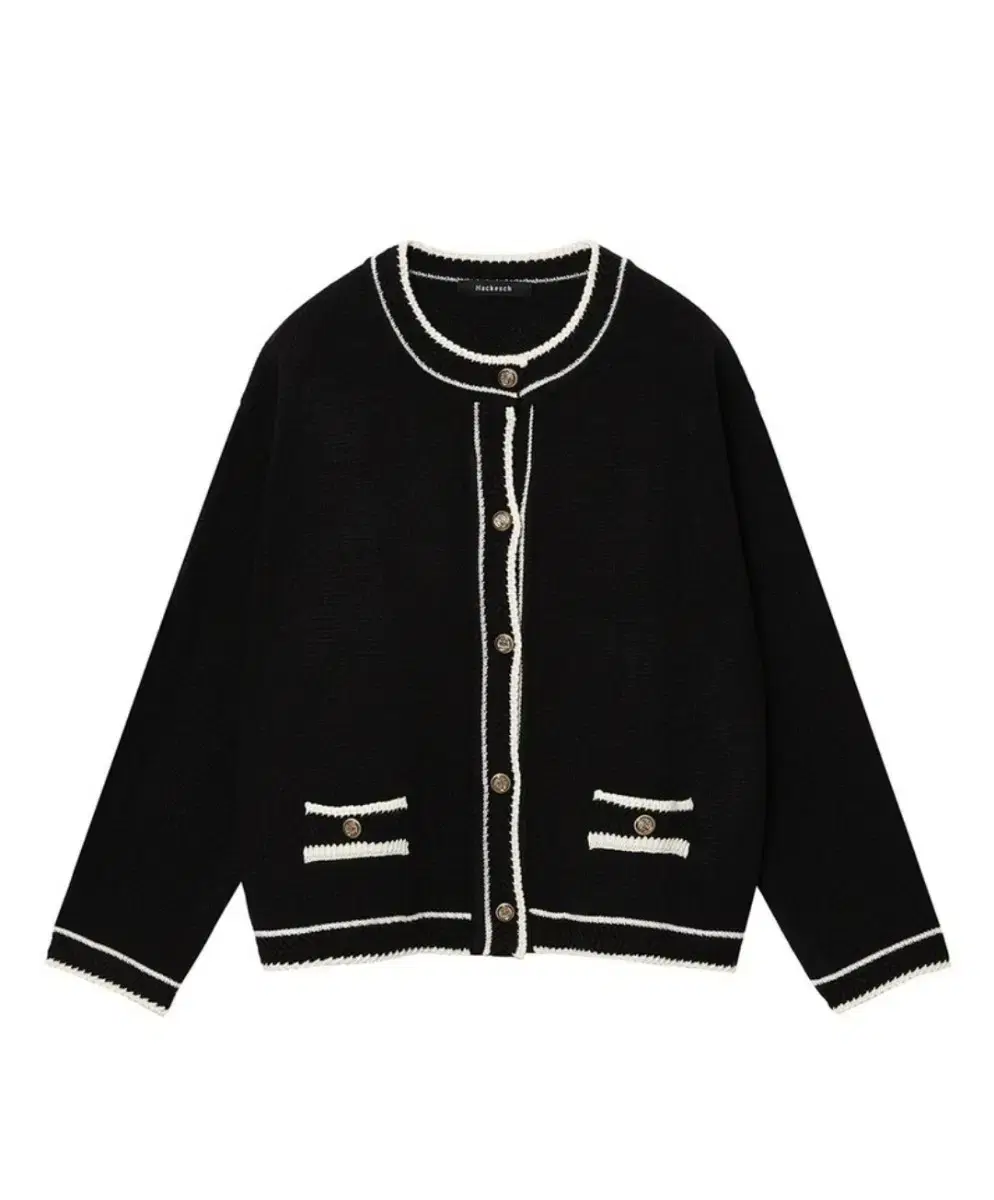 Hakesh Coco Line Knit Cardigan Black Tweed Jacket