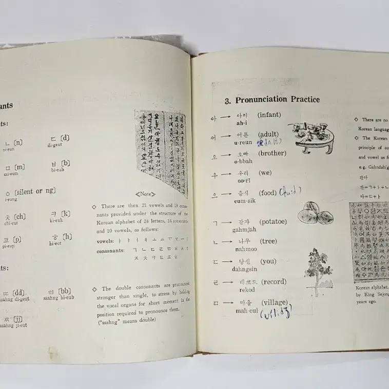 1975년 도너츠LP판이 들어있는 한국어회화입문 책자