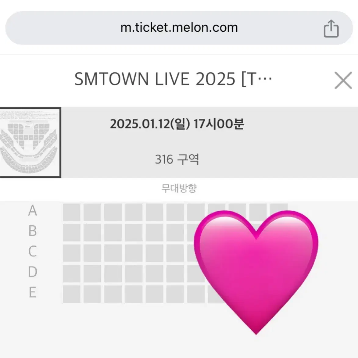 1/12 막콘 316구역 3층 SMTOWN LIVE 2025 슴콘 양도