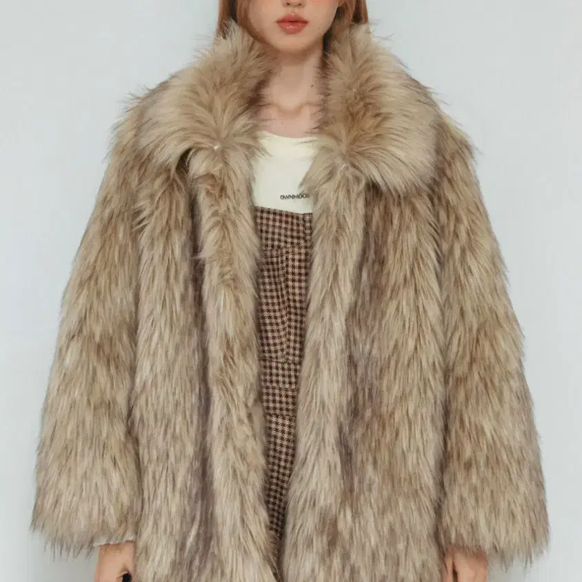 온무드 퍼자켓 퍼코트 have mix fur half coat