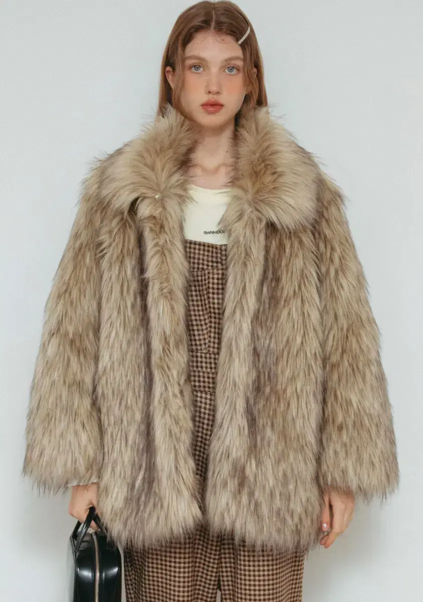 온무드 퍼자켓 퍼코트 have mix fur half coat