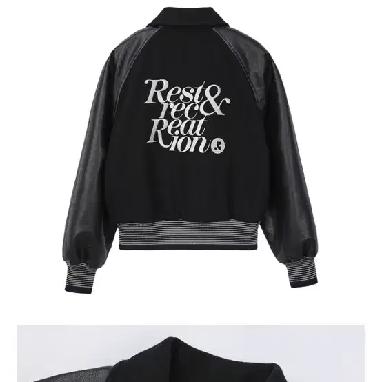 못구함)레스트앤레크레이션 바시티 봄버자켓 블랙  RR LOGO WOOL