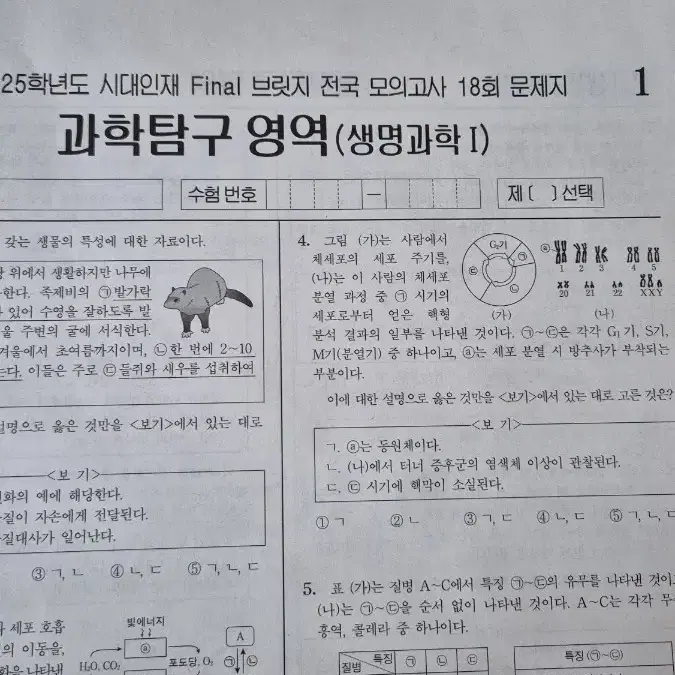 2025시대인재 파이널 브릿지 전국 모의고사 생명과학1