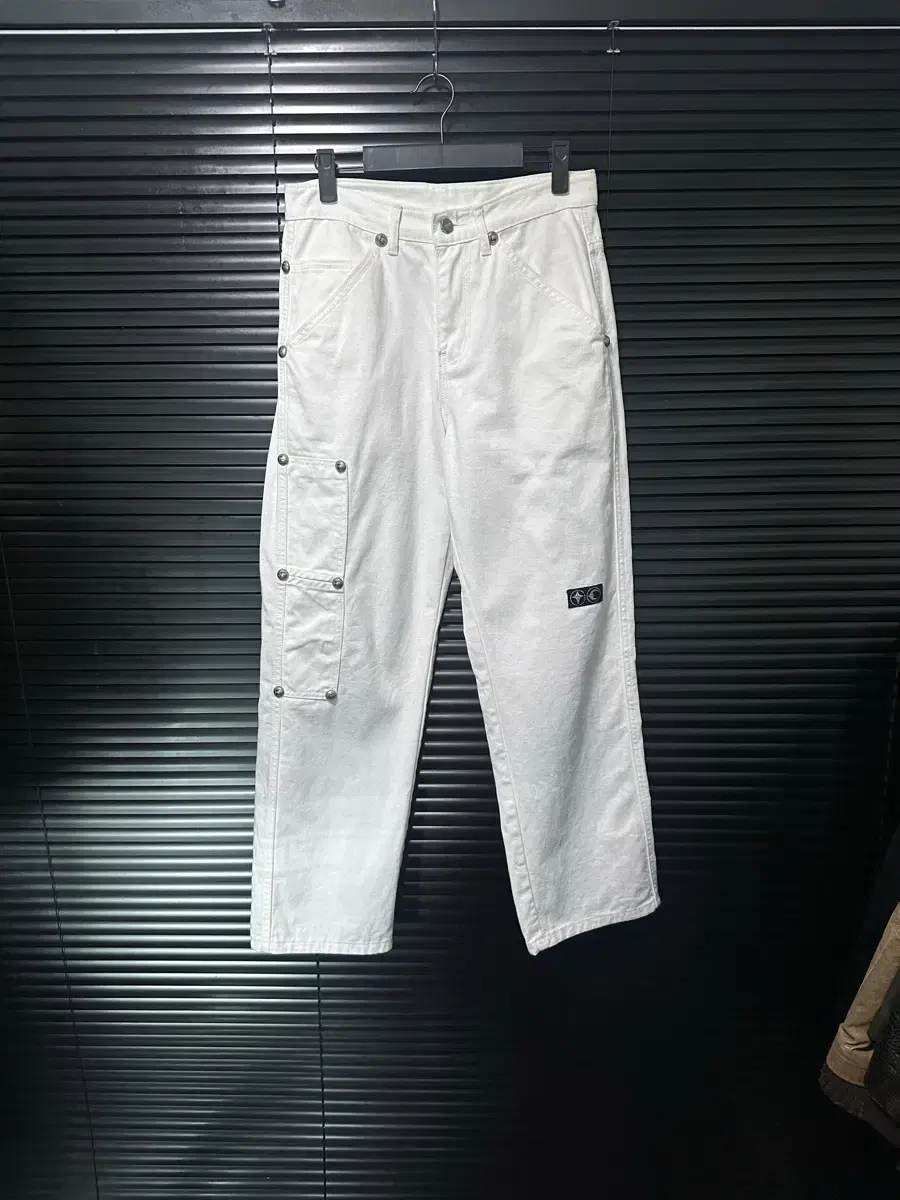 Dugout Club White Wide-Legged Pants Street Fashion S Sheon Studded Rock Punk 29