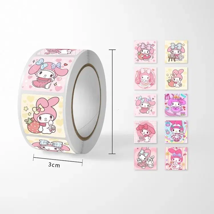 500 pieces Sanrio My Melody Square Roll Sticker Sticker