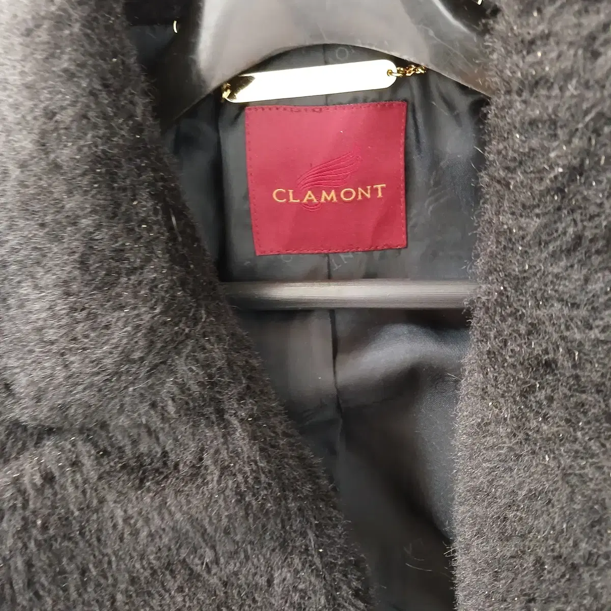 CLAMONT 블랙 퍼 울코트 90