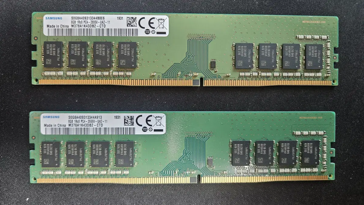 삼성 DDR4 8G 메모리 데스크탑 램 카드 PC4 2666V 2개 일괄