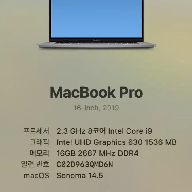 맥북 프로 2019 16inch i9 램16GB SSD 1TB