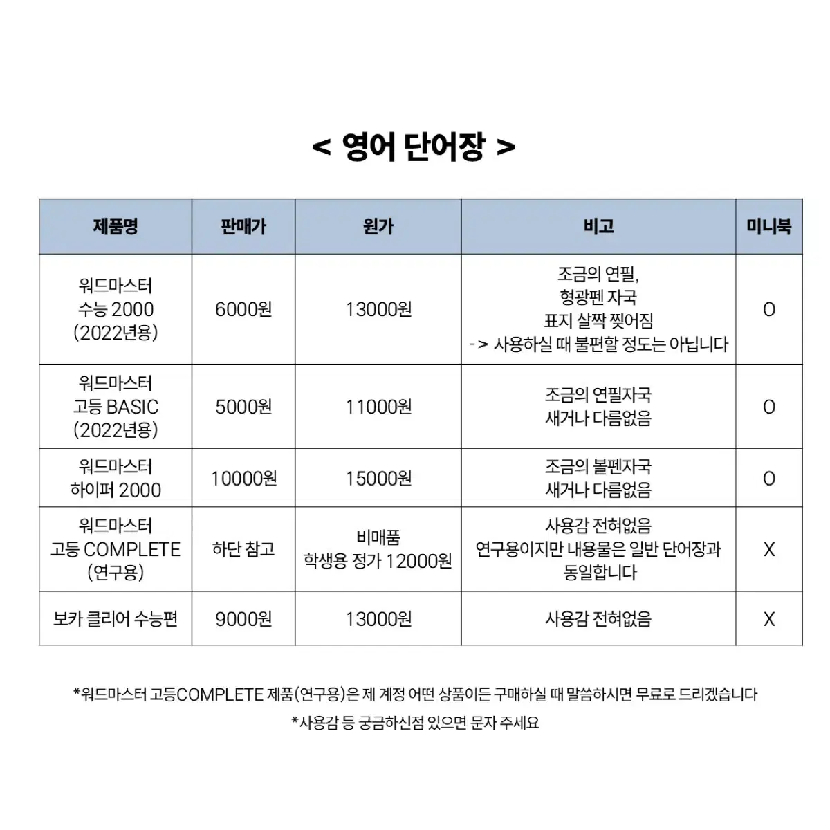 고등학생 단어장(워드마스터, 보카클리어)