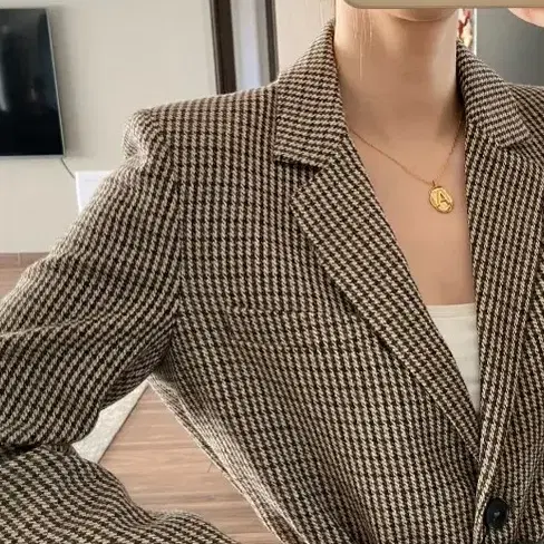 ZARA 자라 하운드 체크 오버핏 울 블레이져 자켓 (여성XS)