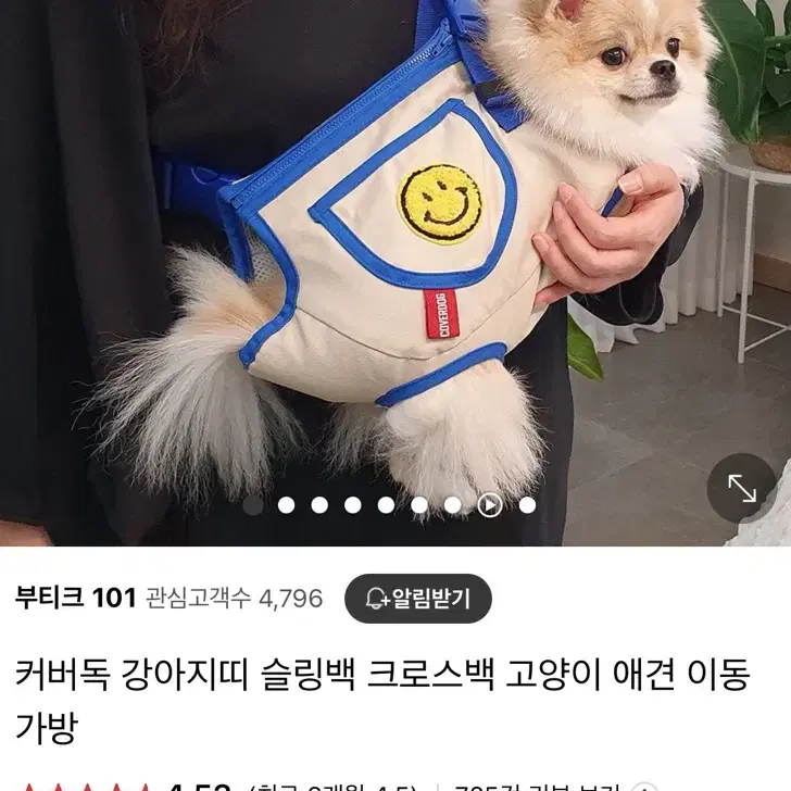 커버독 강아지 앞가방 팝니다.