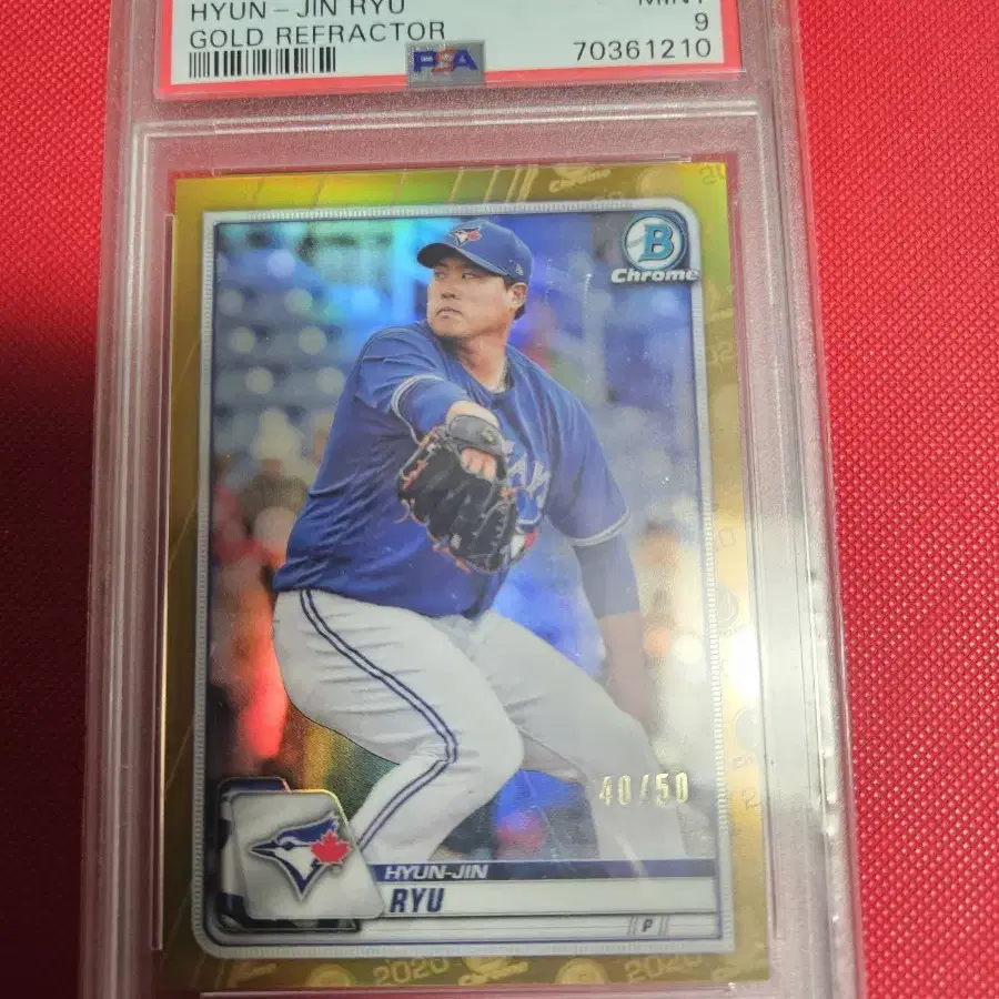 류현진 2020 Bowman Chrome 골드 리플렉터 PSA 9등급