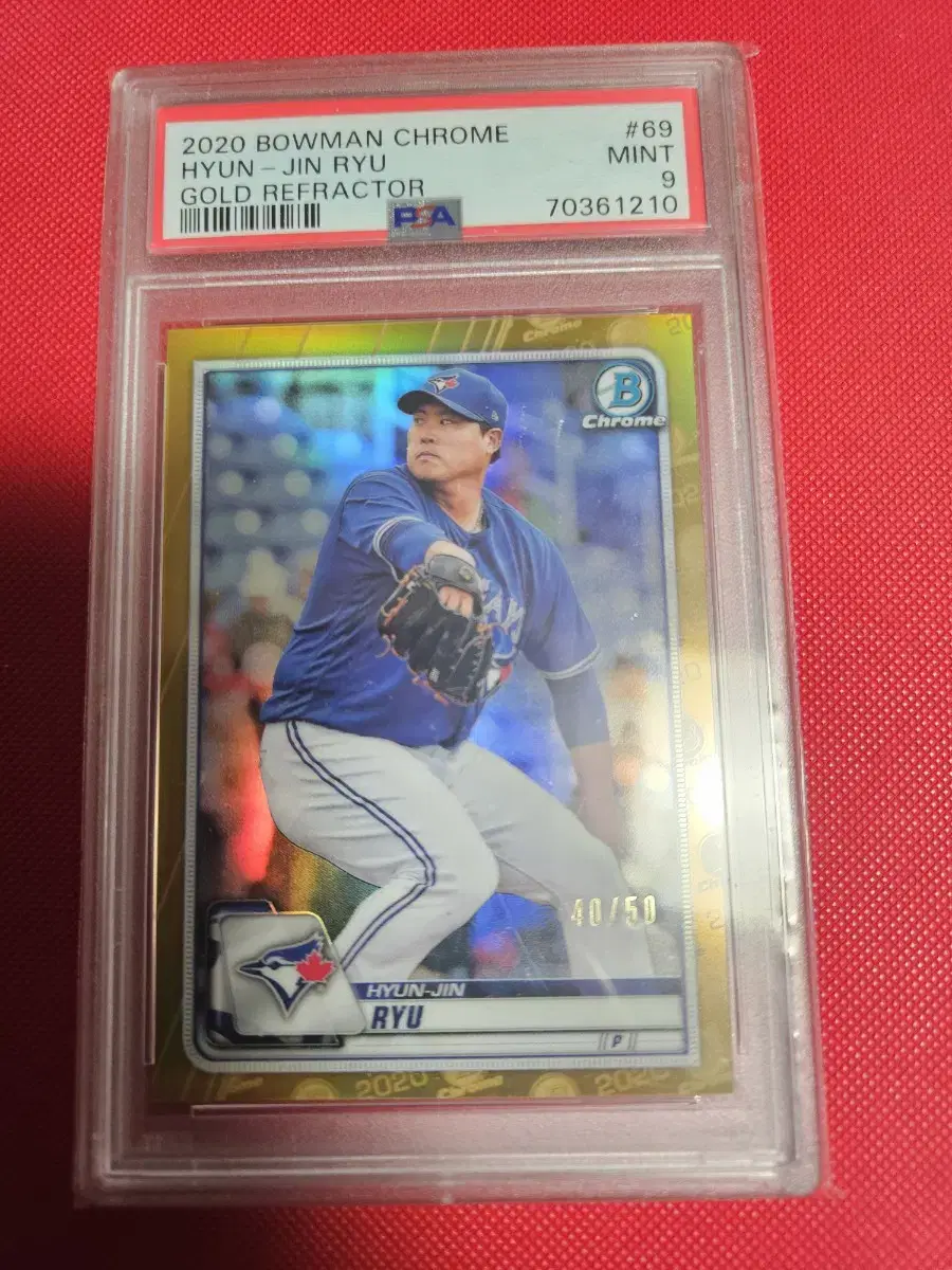 류현진 2020 Bowman Chrome 골드 리플렉터 PSA 9등급