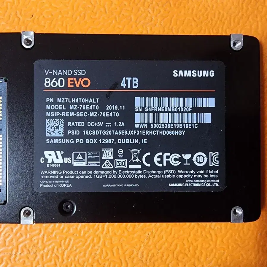 ssd v-NAND 삼성 860evo 4T