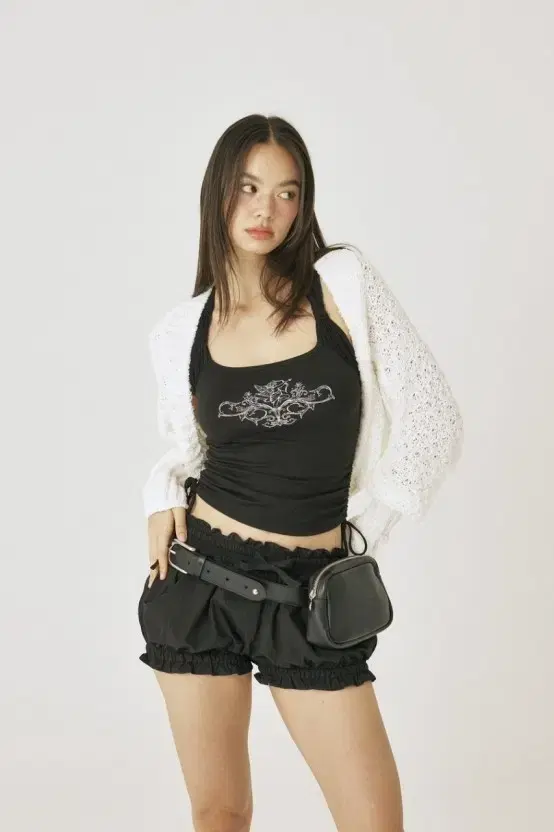 Threetimes Cupid Shirring Top Black / 쓰리