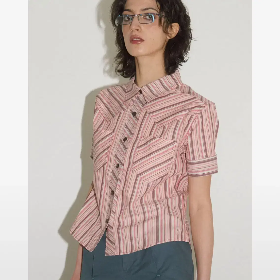 헤레틱 WESTERN STRIPE SHIRT pink